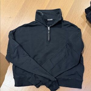 Re/Done Black Quarter-Zip Crewneck Sweater